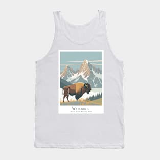 Vinatge Retra abstract minimalist Wyoming Grand Teton National Park Bison Poster Tank Top